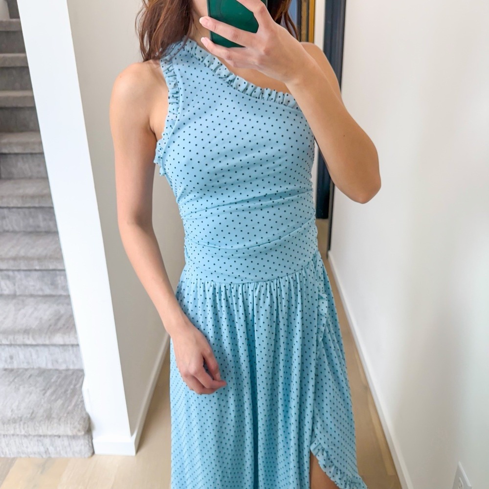 Urban Outfitters Retro Mod Cottagecore Coquette Blue Polka Dot Dress S - Picture 4 of 7